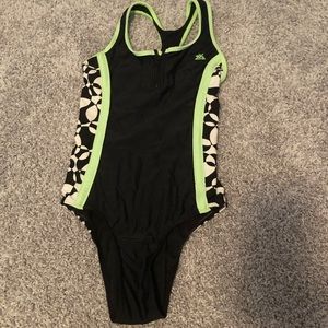 Black & Green One Piece Swinsuit